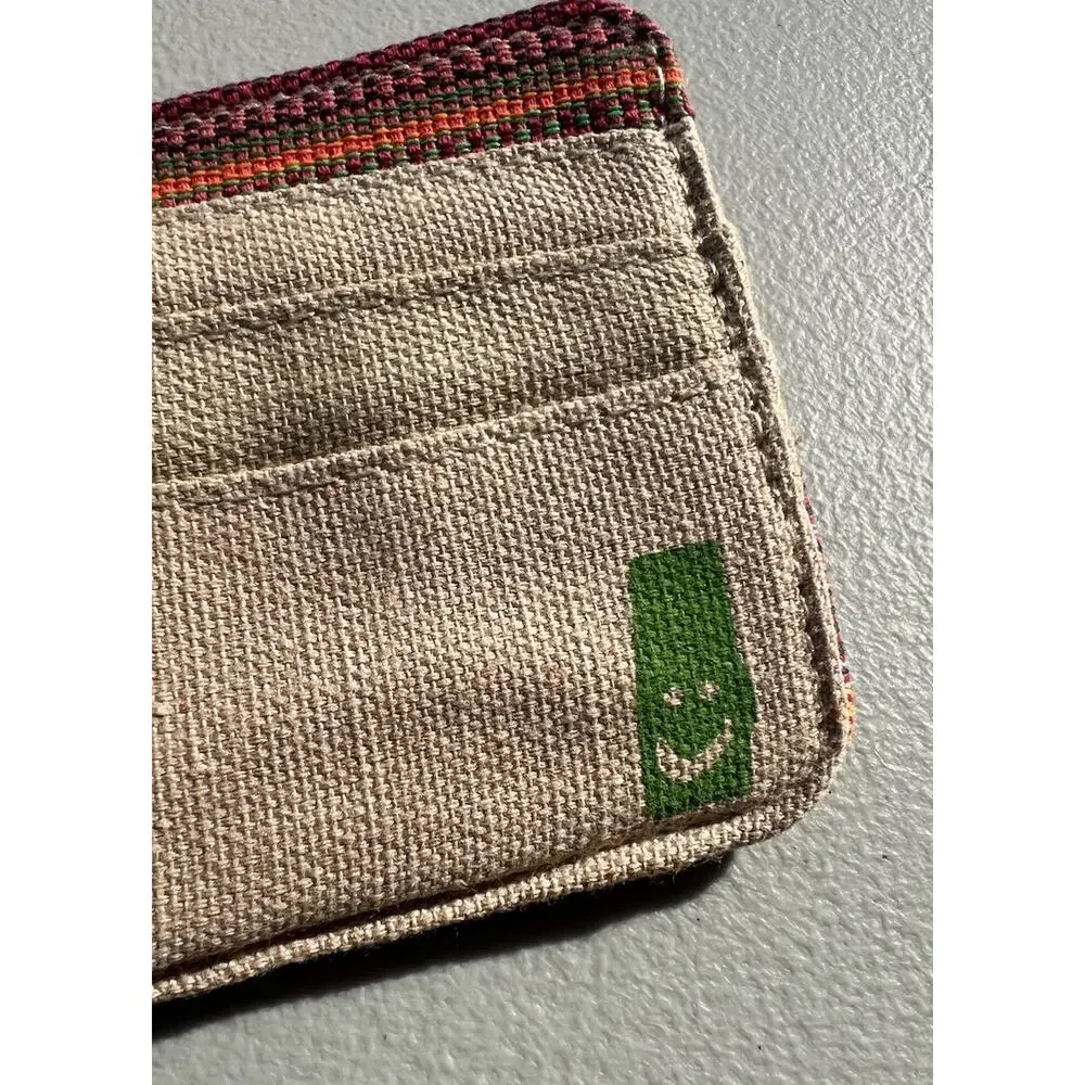 Sanuk Men’s Y2K Hemp Striped Bi-fold Wallet Boho Hippie 90s Natural Unisex